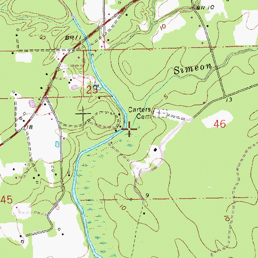 Topographic Map of Simeon Branch, LA