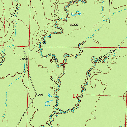 Topographic Map of Red Branch, AR