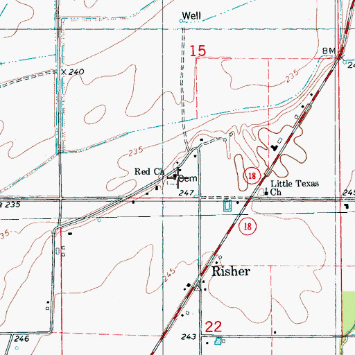 Topographic Map of Red Church, AR