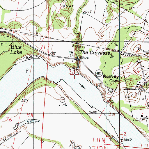 Topographic Map of Sims Bayou, LA