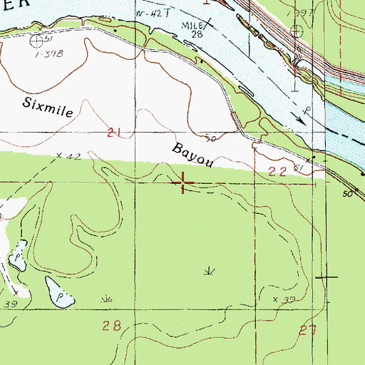 Topographic Map of Sixmile Bayou, LA