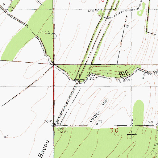 Topographic Map of Sixmile Bayou, LA