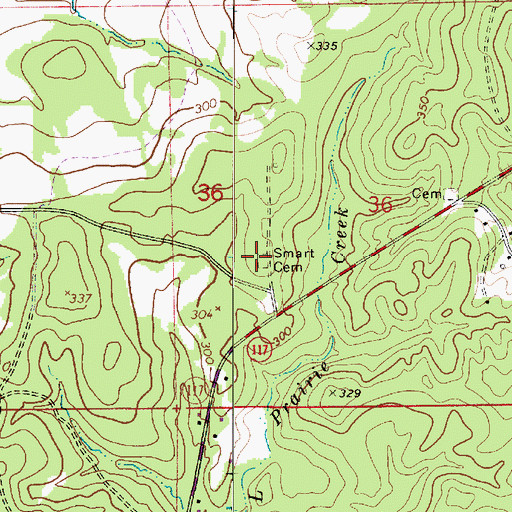 Topographic Map of Smart Cemetery, LA