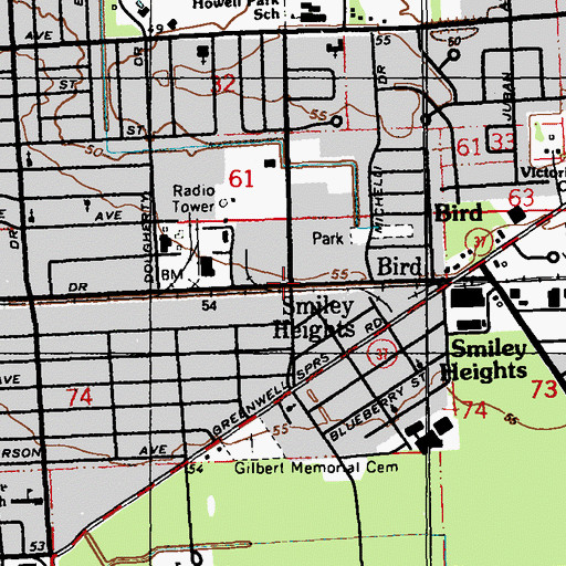 Topographic Map of Smiley Heights, LA