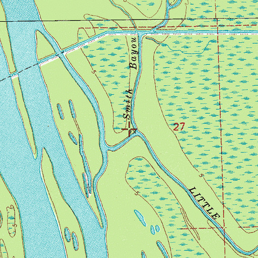 Topographic Map of Smith Bayou, LA