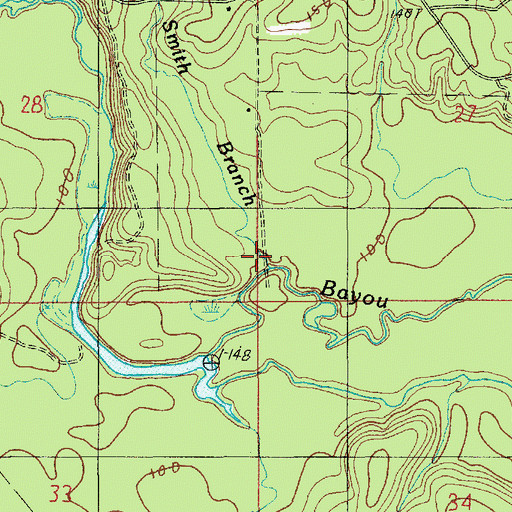 Topographic Map of Smith Branch, LA