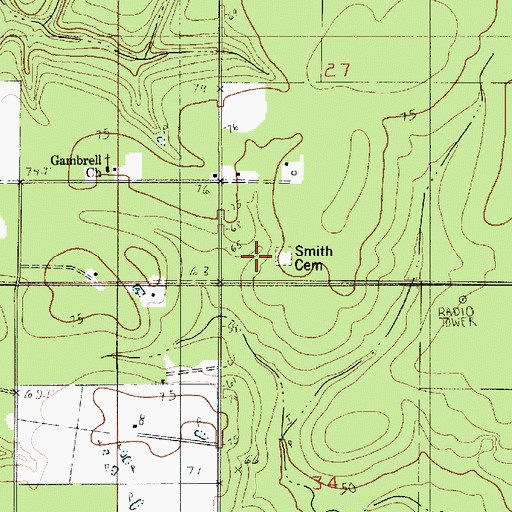 Topographic Map of Smith Cemetery, LA