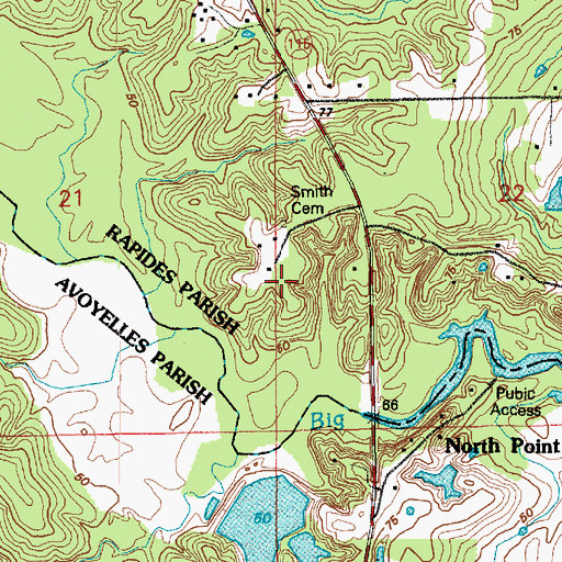 Topographic Map of Smith Cemetery, LA