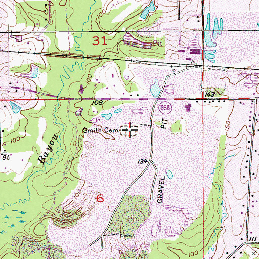 Topographic Map of Smith Cemetery, LA
