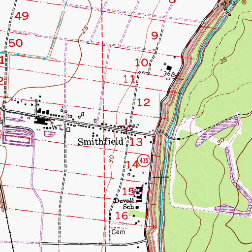 Topographic Map of Smithfield, LA