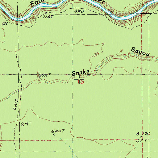 Topographic Map of Snake Bayou, LA