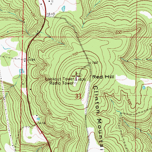 Topographic Map of Red Hill, AR