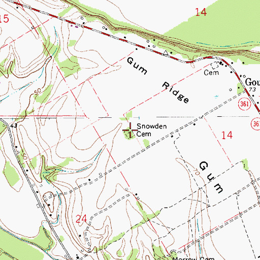 Topographic Map of Snowden Cemetery, LA
