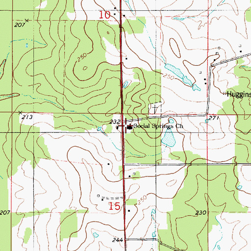 Topographic Map of Social Springs Church, LA