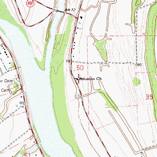 Topographic Map of Solomon Church, LA
