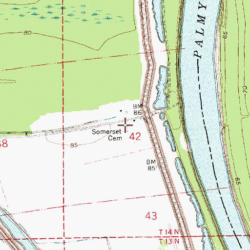 Topographic Map of Somerset Cemetery, LA