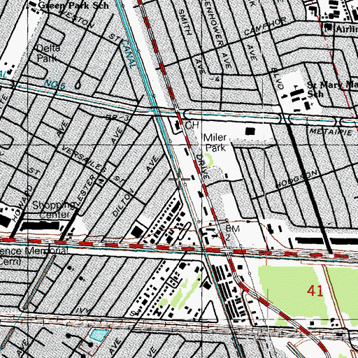 Topographic Map of Soniat Canal, LA
