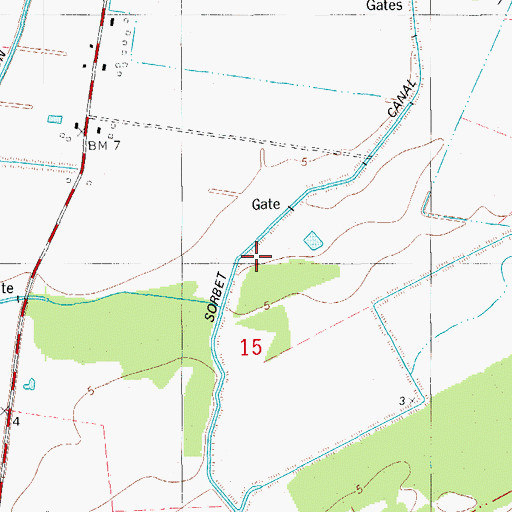 Topographic Map of Sorbet Canal, LA