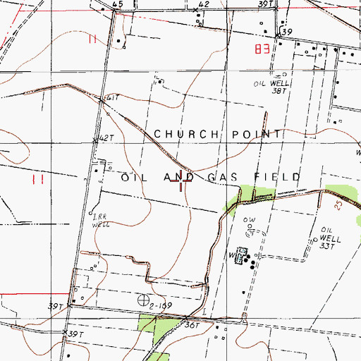 Topographic Map of South Church Point Oil and Gas Field, LA