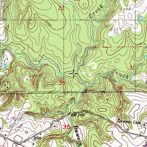 Topographic Map of South Fork Beaver Creek, LA