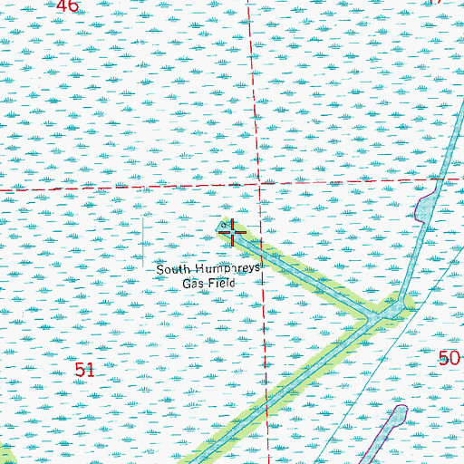 Topographic Map of South Humphreys Gas Field, LA