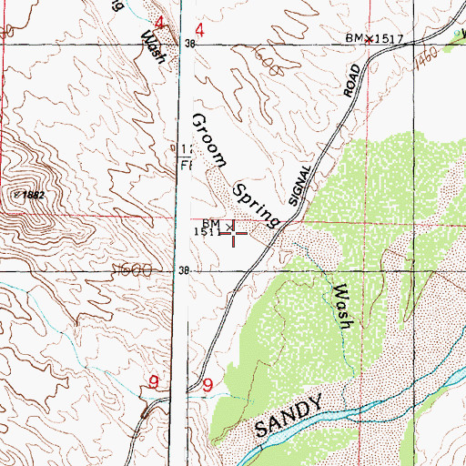Topographic Map of Groom Spring Wash, AZ