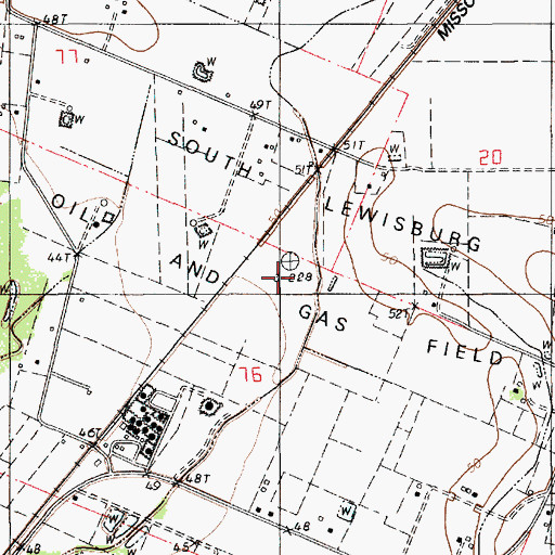 Topographic Map of South Lewisburg Oil and Gas Field, LA