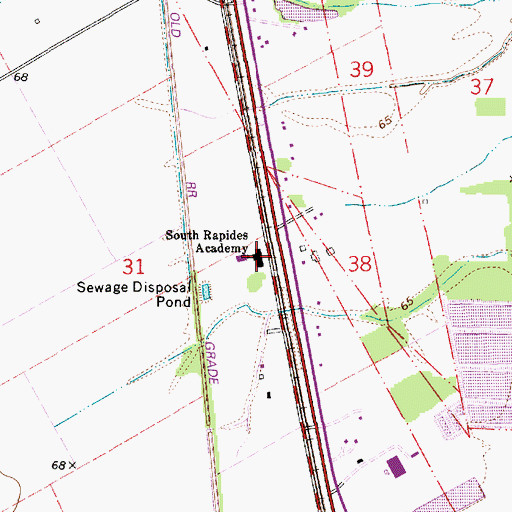 Topographic Map of South Rapides Academy, LA
