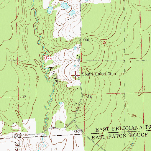 Topographic Map of South Union Church, LA