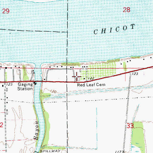 Topographic Map of Red Leaf Cemetery, AR