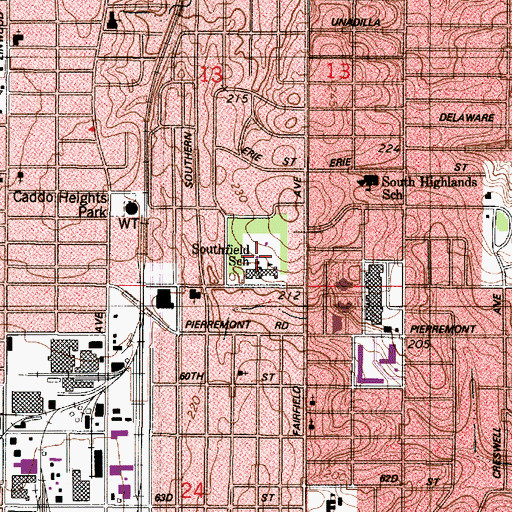 Topographic Map of SOUTHFIELD SCHOOL, LA