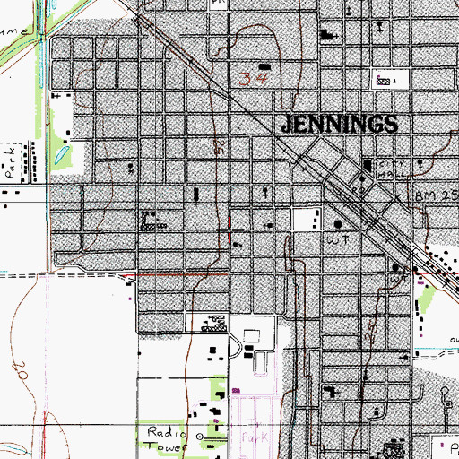 Topographic Map of Southside School, LA