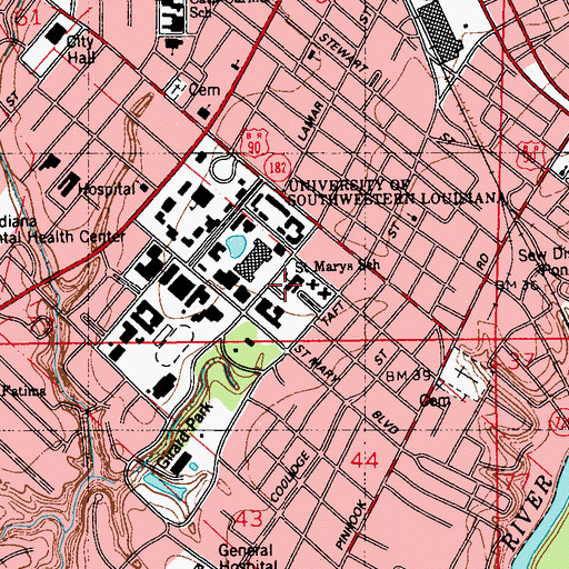 Topographic Map of Southwestern Training School, LA