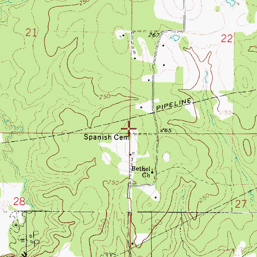 Topographic Map of Chreene Cemetery, LA