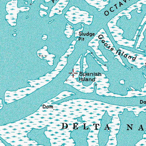 Topographic Map of Spanish Island, LA
