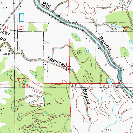 Topographic Map of Spencer Bayou, LA
