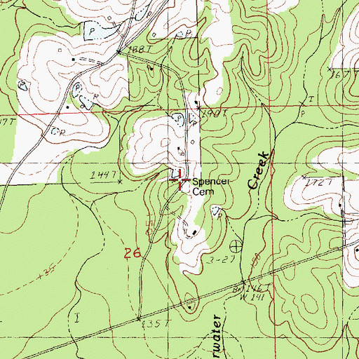 Topographic Map of Spencer Cemetery, LA