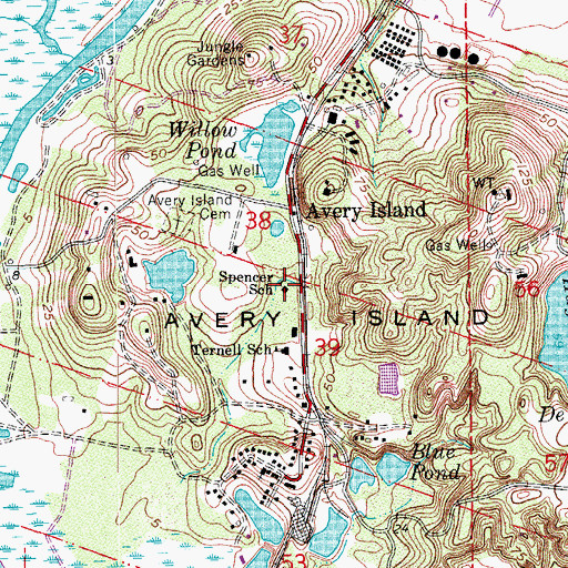 Topographic Map of Spencer School, LA