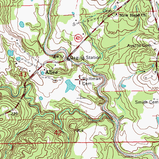 Topographic Map of Spillman Cemetery, LA