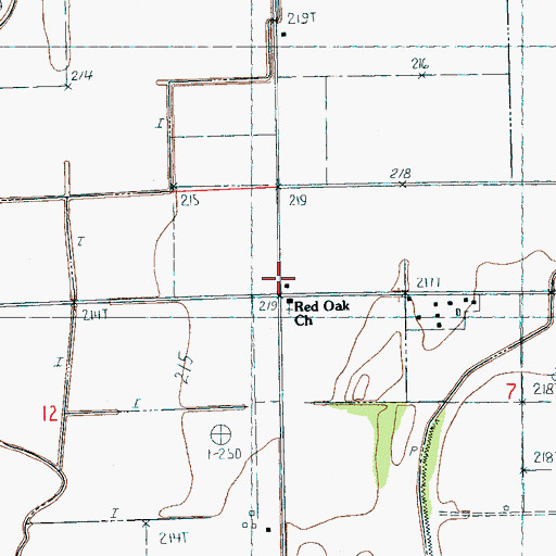 Topographic Map of Red Oak School, AR