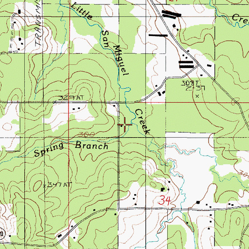 Topographic Map of Spring Branch, LA