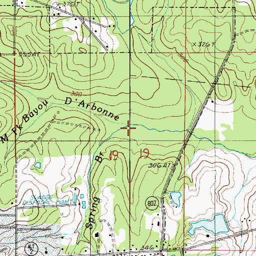 Topographic Map of Spring Branch, LA