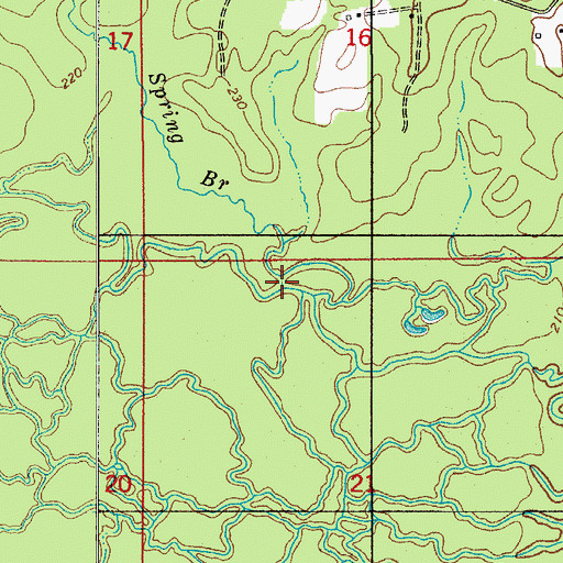 Topographic Map of Spring Branch, LA