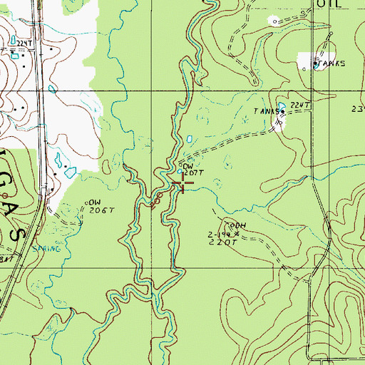 Topographic Map of Spring Creek, LA