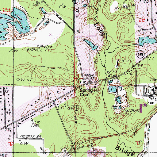 Topographic Map of Spring Hill Cemetery, LA