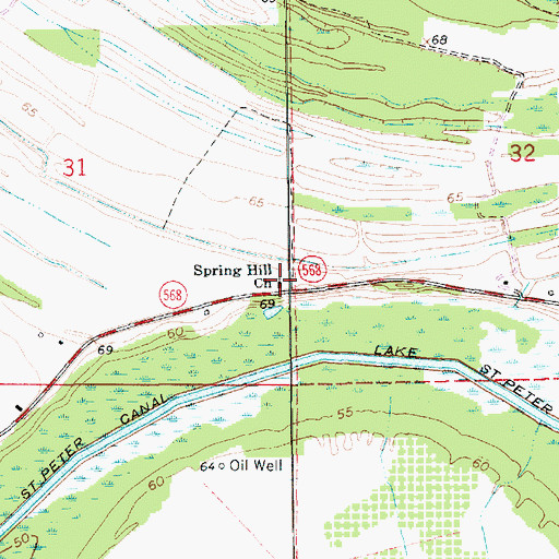 Topographic Map of Spring Hill Church, LA