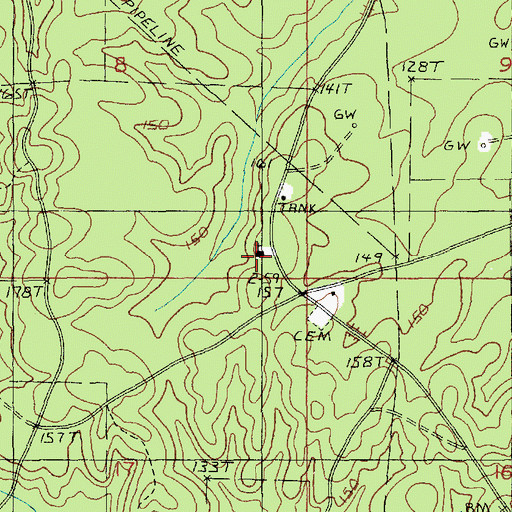 Topographic Map of Spring Hill Church, LA