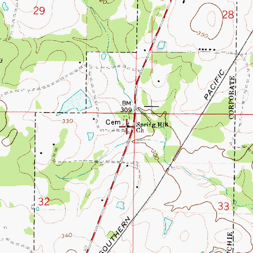Topographic Map of Spring Hill Church, LA