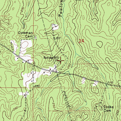 Topographic Map of Spring Hill Church, LA