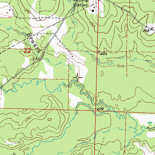 Topographic Map of Red Water Branch, AR